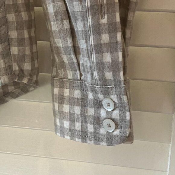 Filson buttondown shirt XS women plaid grey taupe beige - Picture 2 of 10